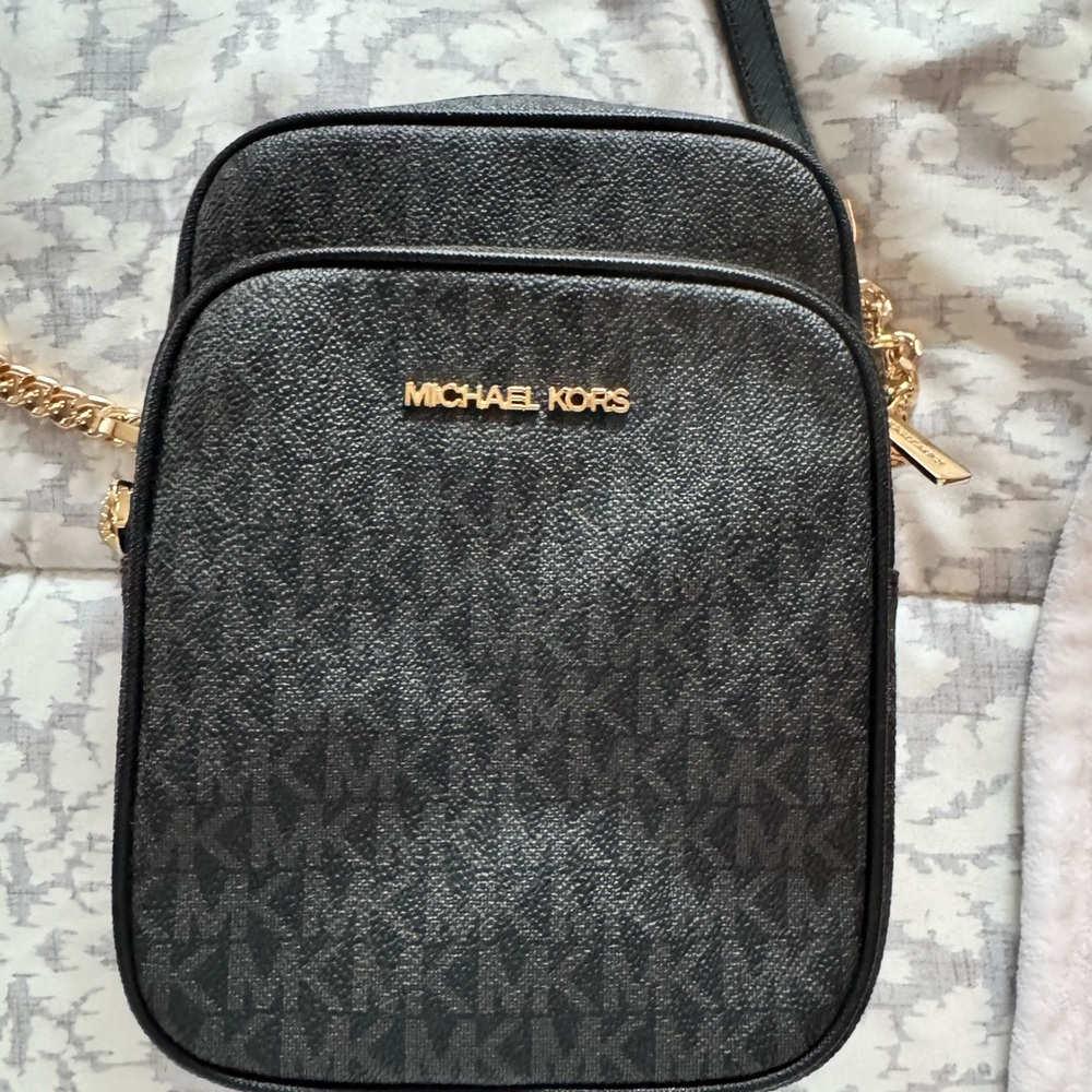 Michael Kors Black and Gold Messenger Bag